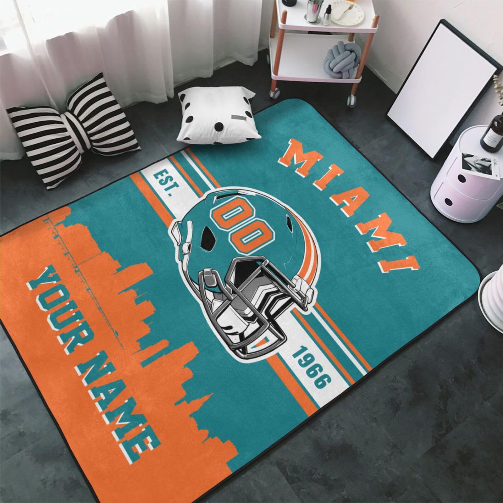 Custom Miami Rug Personalized Name and Number Area Rugs Customized Carpet for Living Room Bedroom Kitchen Office Home Decorative