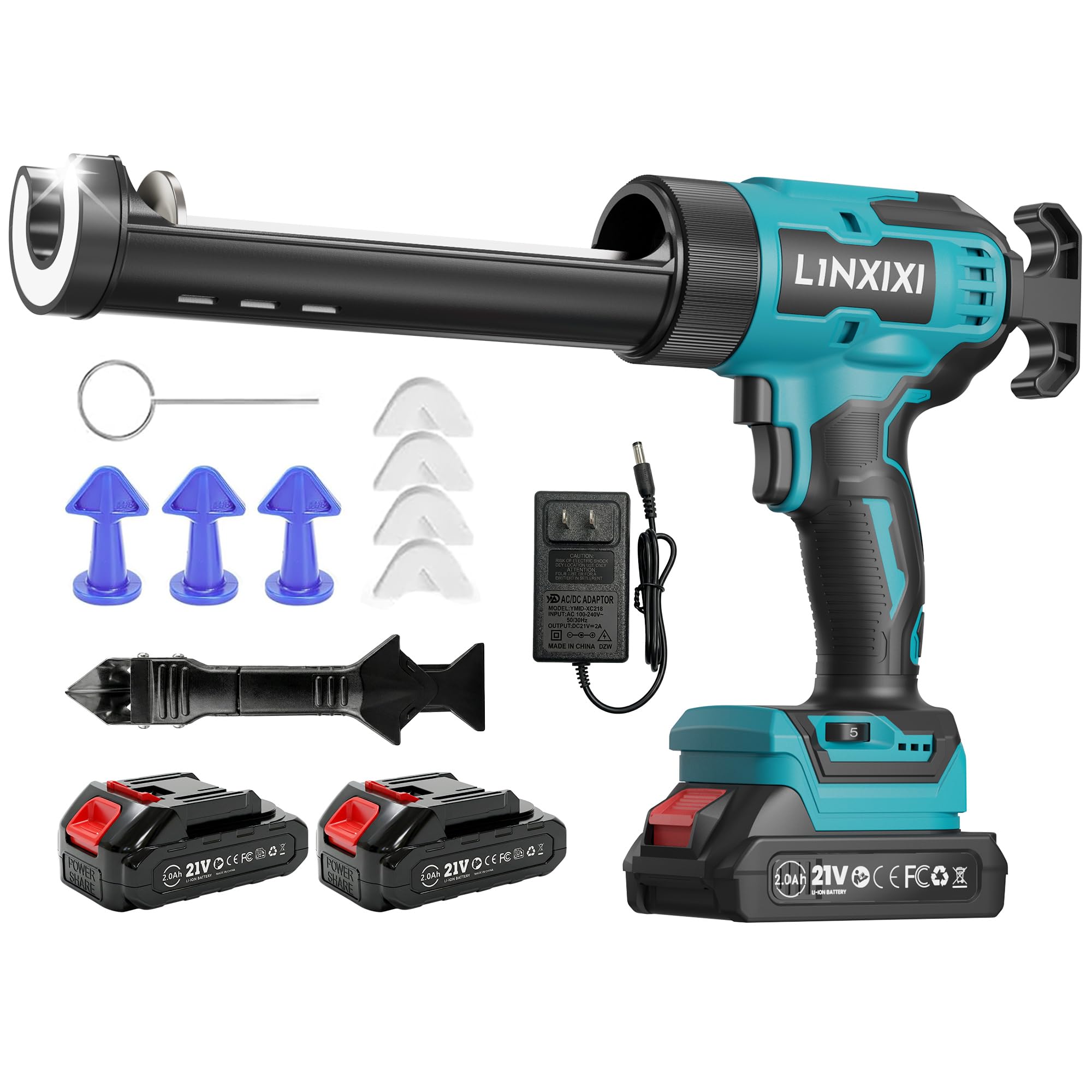 Cordless Caulking Gun Compatible with Makita 18V Electric Silicone Sealant Gun Applicator with 2 Batteries for 300ml Cartridges Adjustable Speed Drip Free Design for-image-25