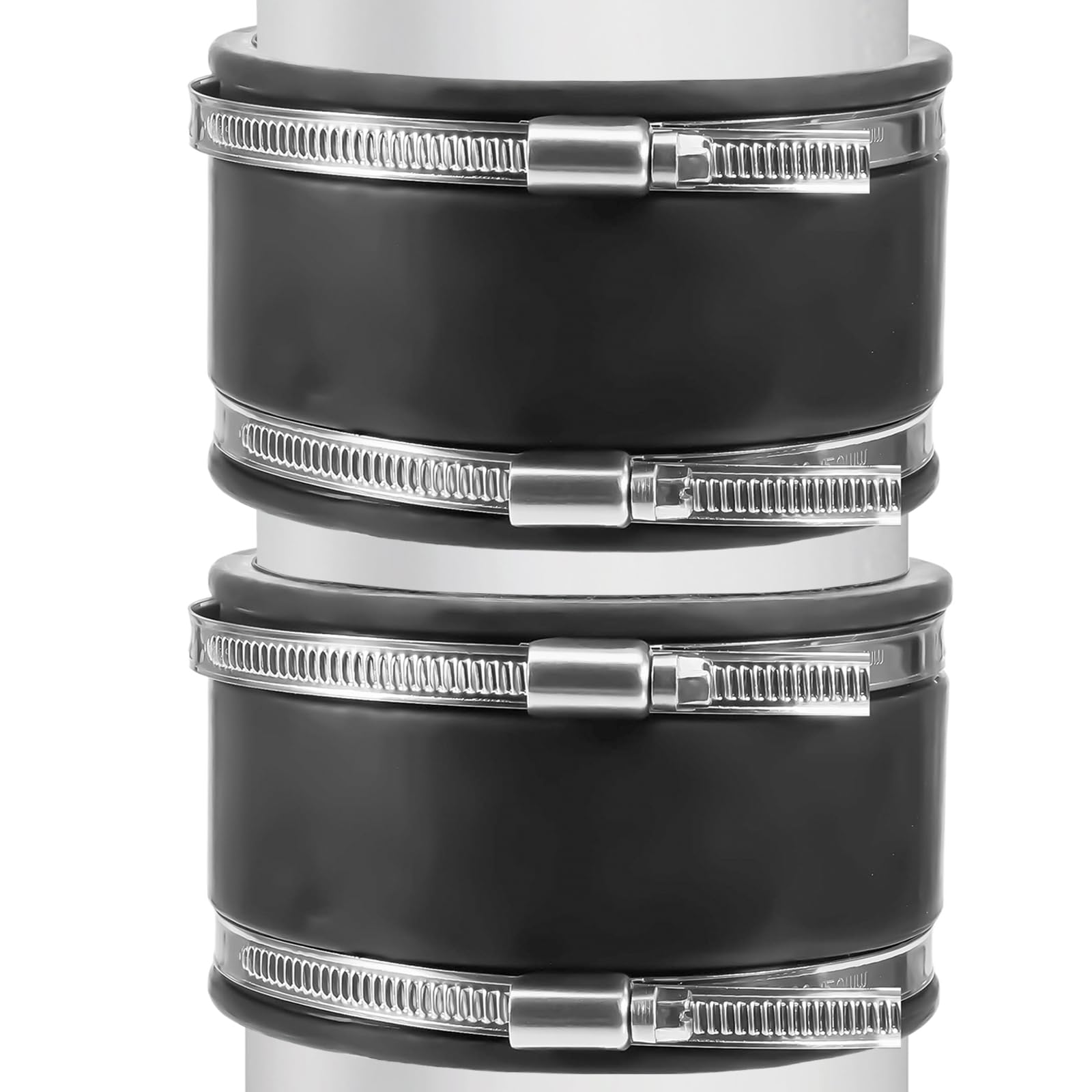 Elastyczne gumowe mufy 125 mm, elastyczne, gumowe złączki z obejmami ze stali nierdzewnej, Ø 125 mm, złącze rurowe do wentylatora rurowego, systemu wentylacji, okrągłej rury, wentylacji, kanału