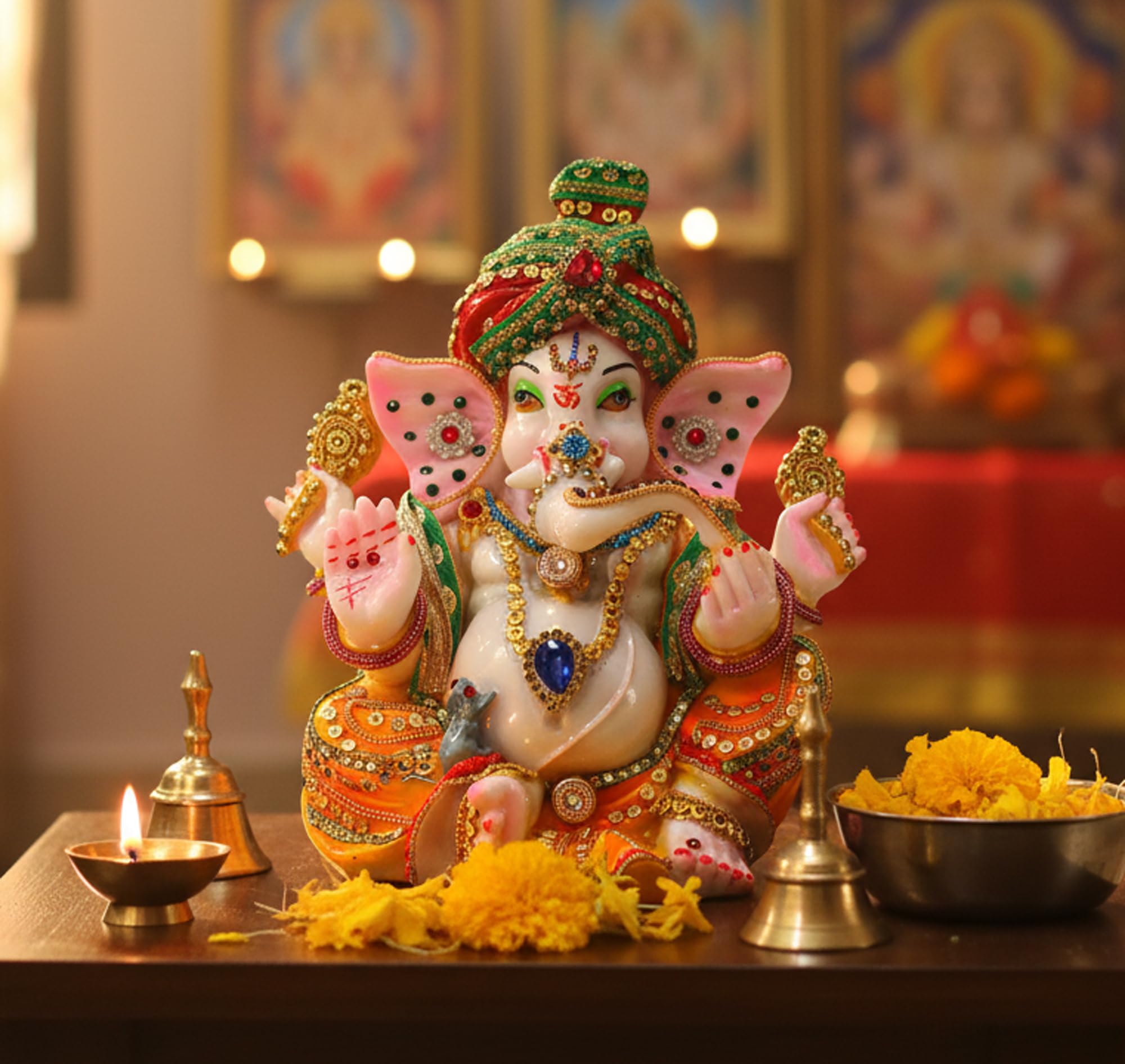 ESPLANADE Pagdi Ganesha Ganpati Murti Idol statuetka rzeźba (23 cm)