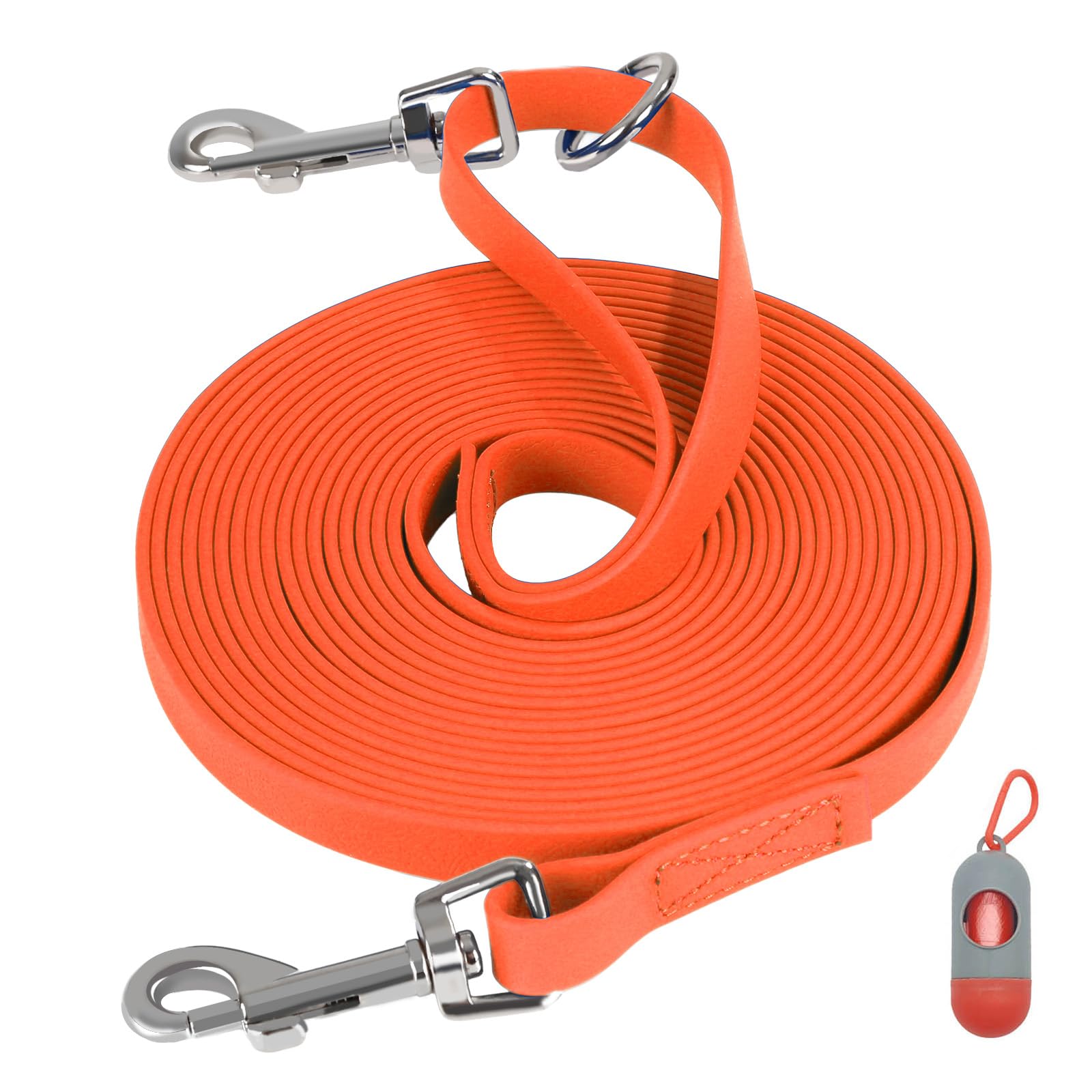Waterproof Long Leash for Dogs Training 16FT/30FT/50FT, Long Dog Leash Heavy Duty Lead for Large Medium Small Dogs Outside Walking, Playing, Camping, or Yard(Orange 30FT)