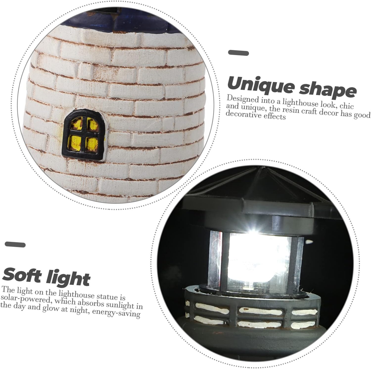 Glowing Lighthouse Statue Garden Decoration Solar-Powered Resin Craft Ornament