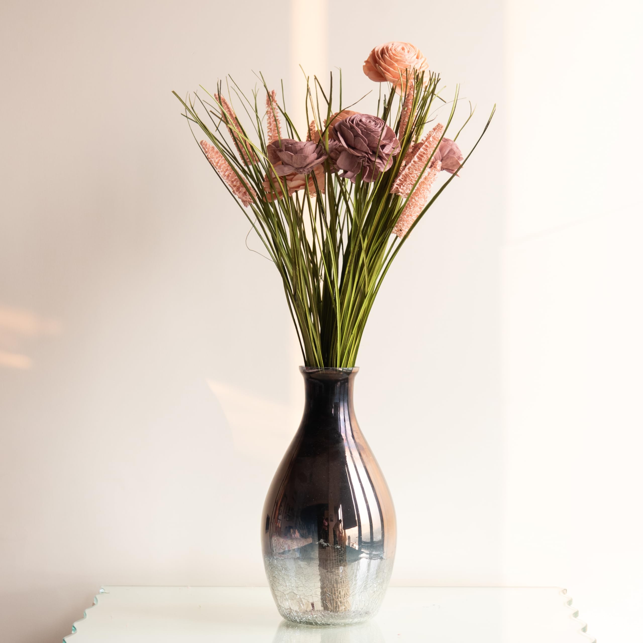 flowers and fillers Classic Green and Pink Everlasting Floral Bunch |Natural Dried Flower |Eco-Friendly Flowers for Home,Office,Bedroom,Table Decoration and Craft Items Corner (Without Vase Pot)-picture-53