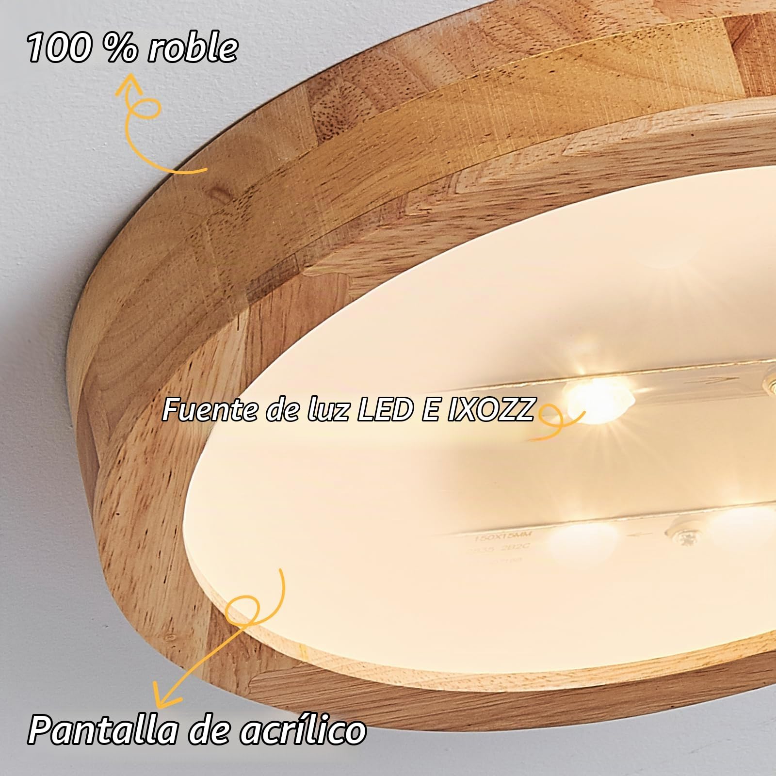 LED Lámpara de Techo, 40CM Plafon LED Techo de madera regulables de con control remoto 28W 3000K-6000K Ronda de luz de techo Lámpara redonda para dormitorio/oficina/cocina/guardería/pasillo…