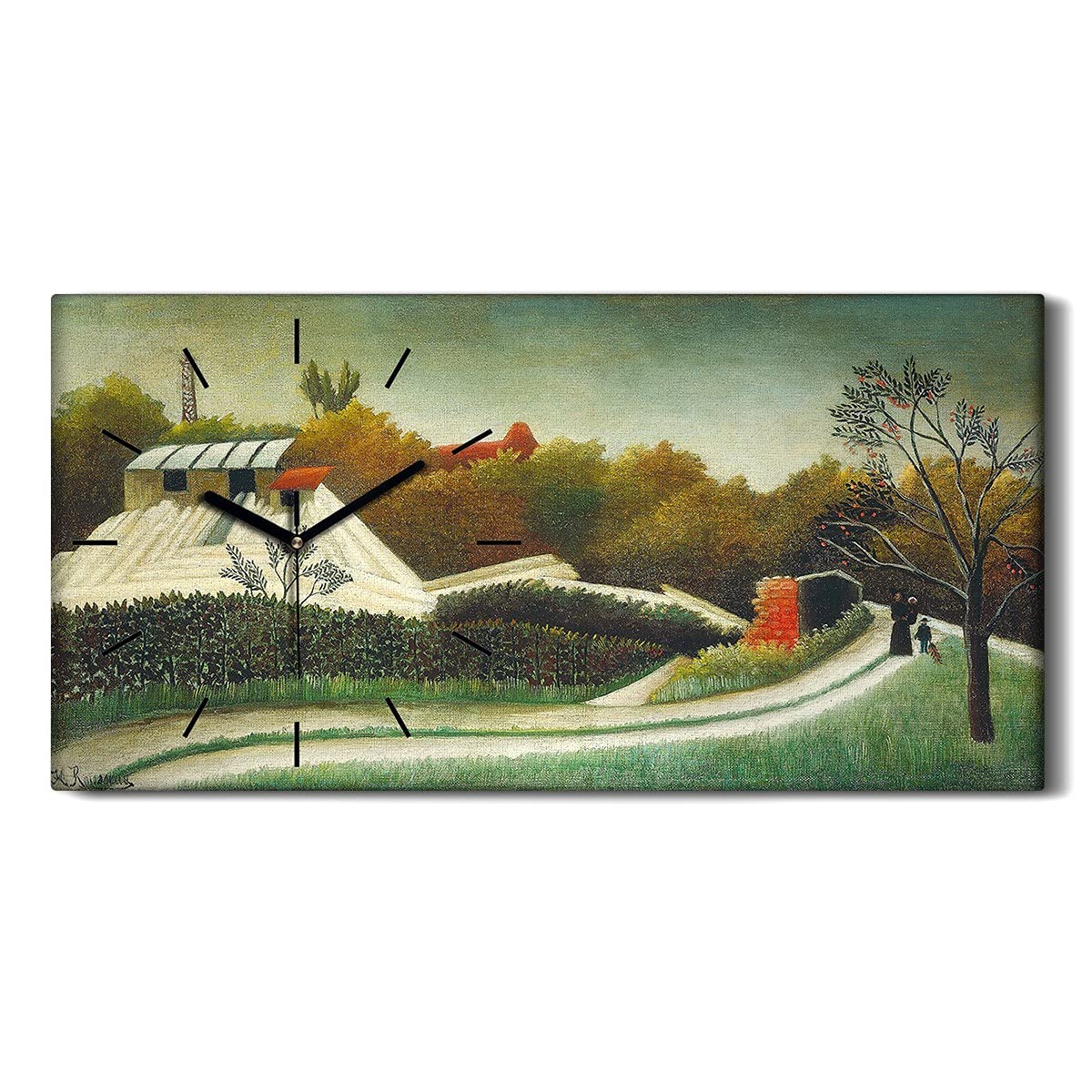 Horloge sur Toile 60x30cm Peinture de Forêt Décoration Salon