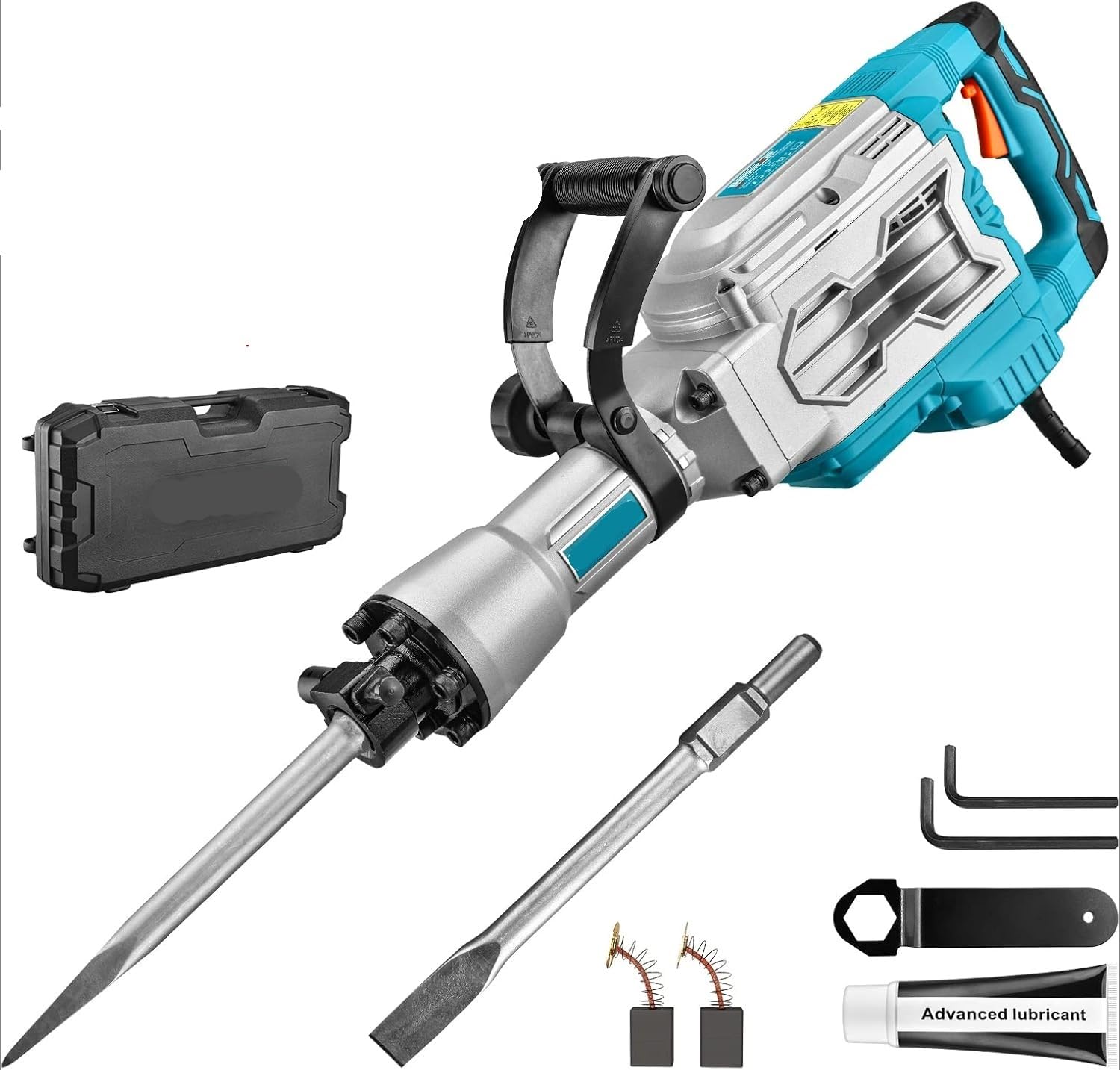 1700 W 30-funtowy młot wyburzeniowy SDS-Hex, 1-1/8" 14-amperowy elektryczny młot udarowy do rozłupywania betonu/bruku,Cegła, drewno, stal