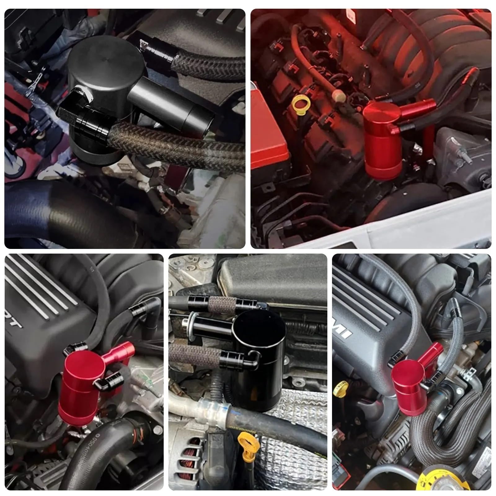 Crankcase Ventilation System 6,4 l Catch Can Z-Halterung. Passend für Chrysler, Passend für Dodge, Passend für Charger, Passend für Challenger, Passend für Jeep(YC102118-RD)