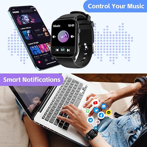 Miniatura 4 de Reloj inteligente para hombres y mujeres con llamadas, rastreador de actividad física con frecuencia cardíaca, monitor de sueño, pantalla táctil de