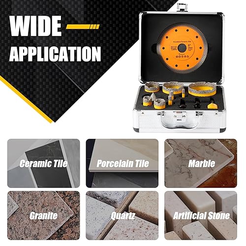 Miniatura 5 de Juego de 13 brocas de núcleo de diamante, kit de sierra de agujero soldado al vacío, rosca de 58 "-11 para azulejos de porcelana de cerámica y