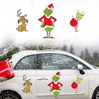 3 Pcs Christmas Car Magnets Reflective Cartoon Christmas Dog Refrigerator Magnets Xmas Garage Magnet Decals Gift for Car Home Refrigerator Garage Door Christmas Decorations