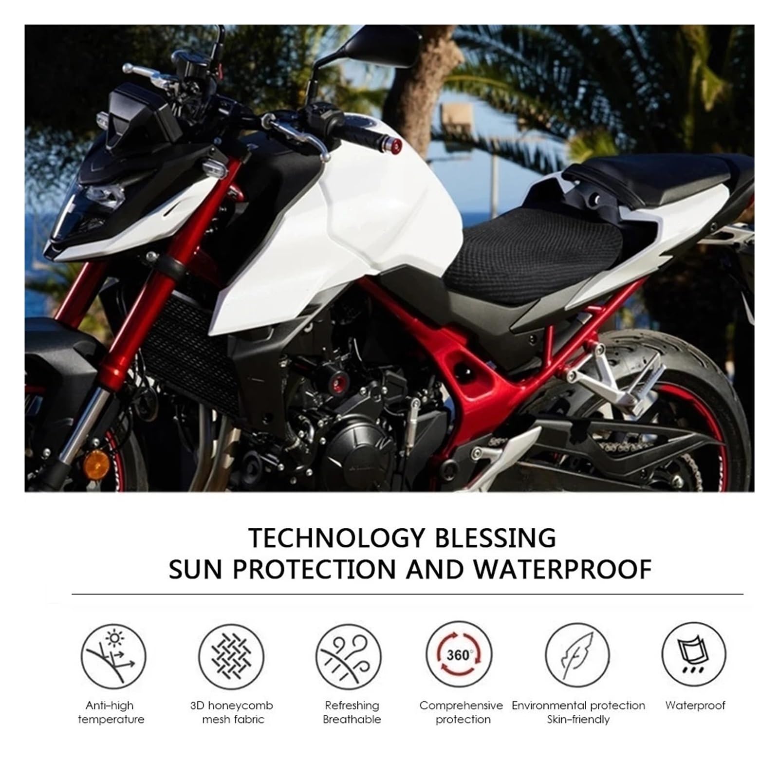 Motociclo Coprisedile Cuscino Per Hond&a CB750 Per Hornet 2023 Accessori CB 750 Sella Di Moto Proteggere Cuscino 3D A Nido D'ape Mesh Coperture
