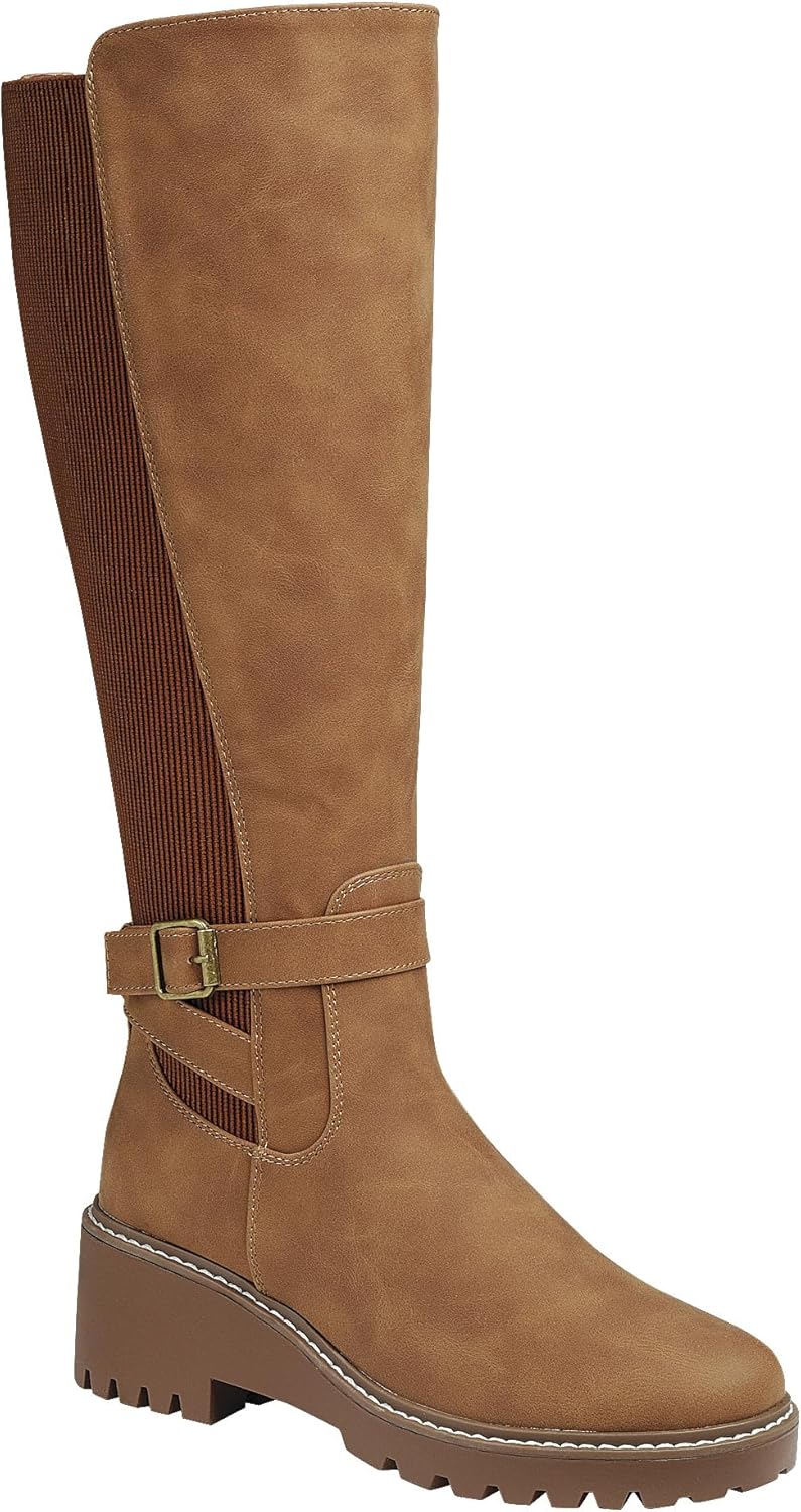 Forever Link Womens Knee High Buckle Riding Fashion boots