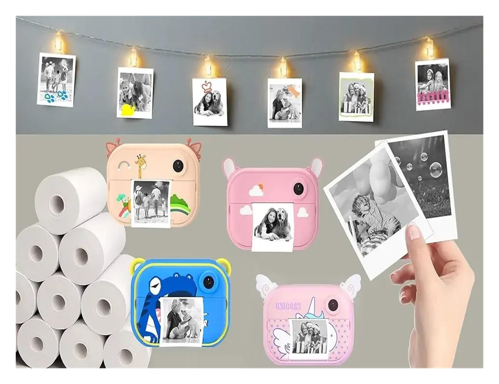 Papier Thermique Recharge d'appareil Photo instantané for Enfants, Impression Thermique sans Noyau, for caisses enregistreuses Portables de 57 mm, imprimante Mobile(50 Rolls No-Sticky)