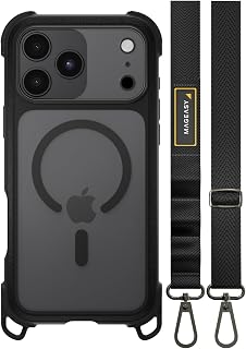 MagEasy 适用于iPhone 18 Pro Max iPhone 17 Pro Max 手机壳 肩带 耐冲击 MIL规格 透明 智能手机壳 MagSafe 对应 [ 适用于iPhone18ProMax iPhone17 Pro Max ] Odyssey Strap M 皮革花边/黑色