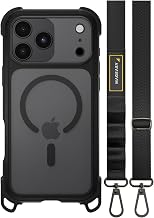 【MagEasy】 iPhone 18 Pro Max iPhone 17 Pro Max 対応 ケース ショルダー ストラップ 耐衝撃 MIL規格 クリア スマホケース MagSafe 対応 [ iPhone18ProMax iPhone17 プロマックス 対応 ] Odyssey Strap M レザレッテスレート/ブラック