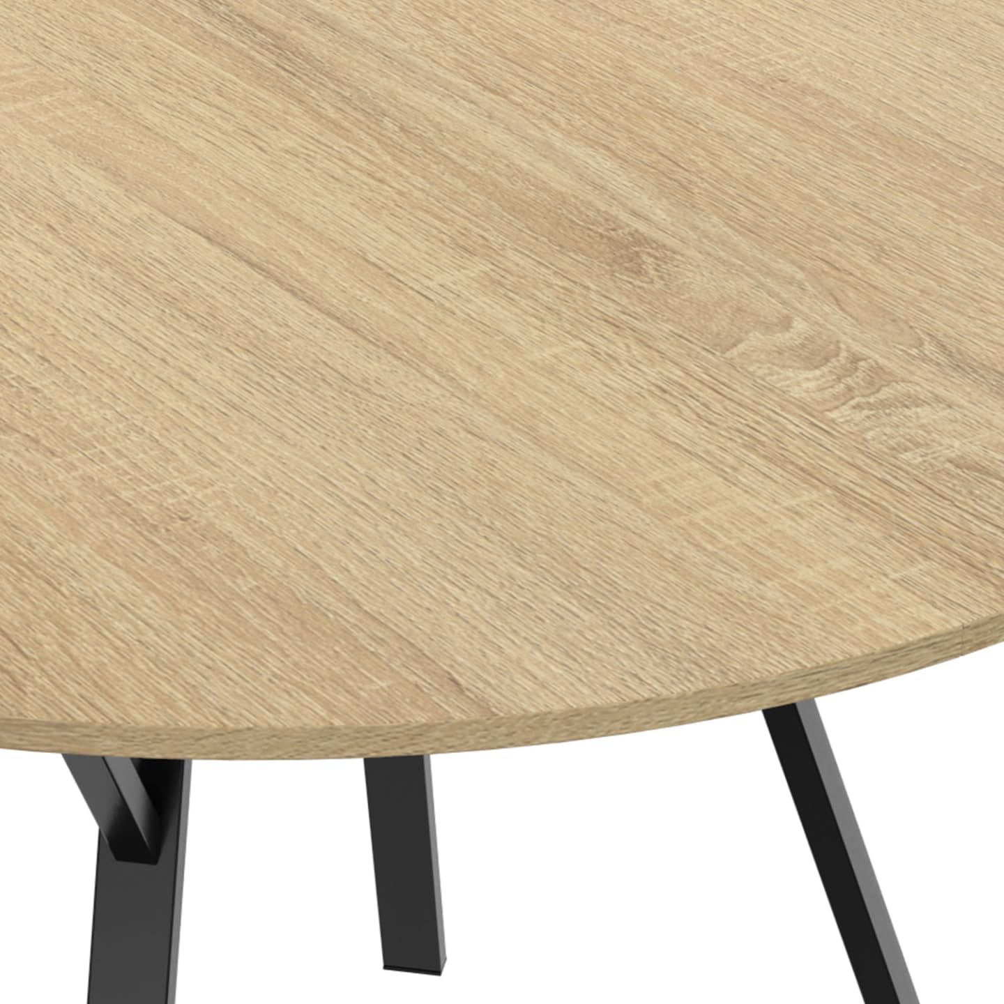 IDMarket YSEULT - Mesa de comedor redonda para 4-6 personas, madera y negro, diseño industrial 110 cm