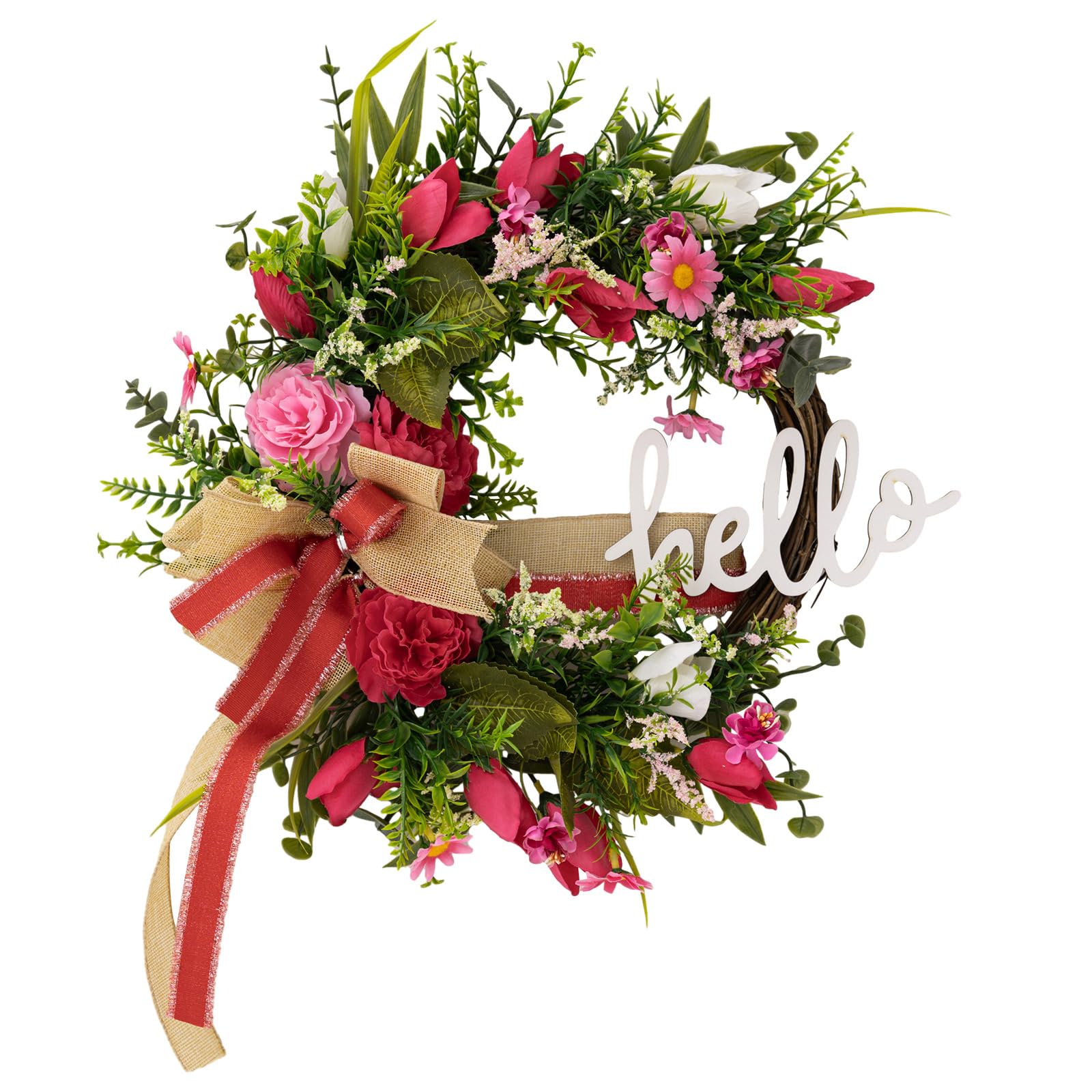 Buxuaaaa Christmas Wreath Spring Wreath Artificial for Front Door Garden Farmhouses Wedding, Indoor and Outdoor Flower