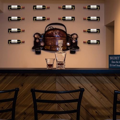 Miniatura 7 de Paquete de 12 estantes de vino montados en la pared (dorado)