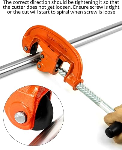 Miniatura 7 de QWORK Kit de roscas de tubo, cortador de tubos resistente de 18 a 2 pulgadas con 2 ruedas de corte de repuesto + herramienta manual de roscado de