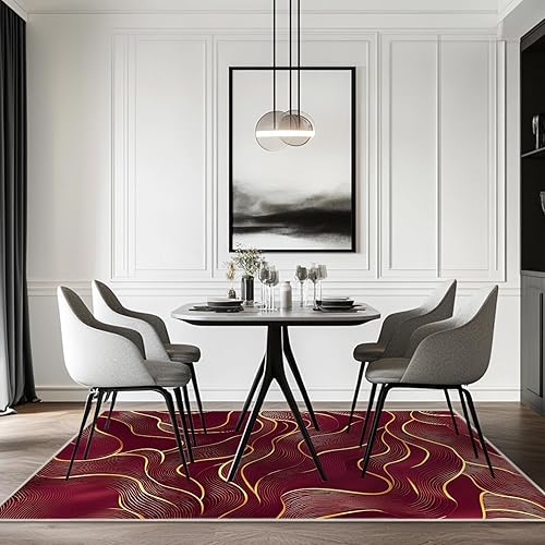 Miniatura 3 de Alfombra moderna de 8 x 10 pies para sala de estar, interior, lavable a máquina, abstracta para dormitorio, ultra suave, comedor, alfombra grande