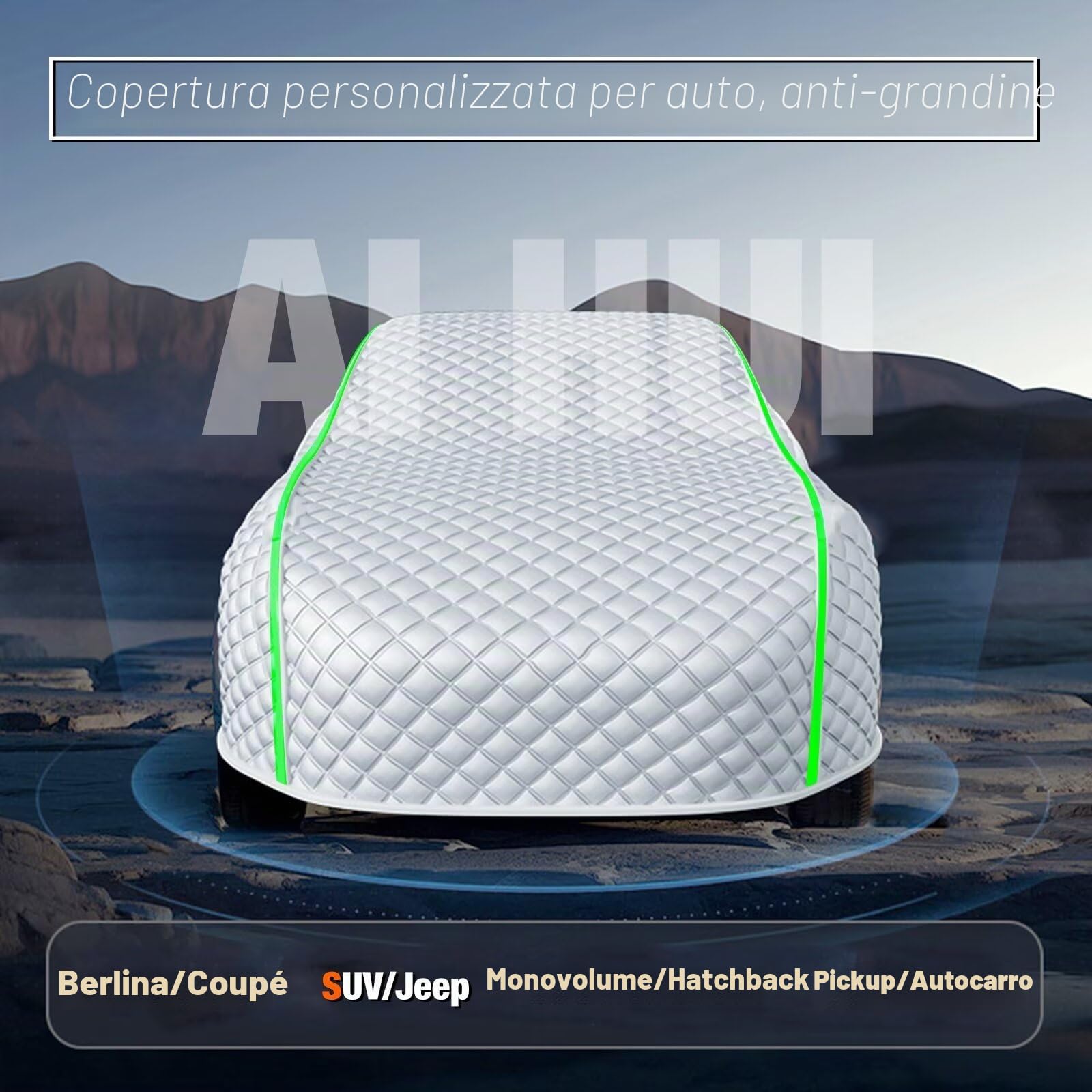 Telo Copriauto Antigrandine per Audi A3 Sportback, Telo Antigrandine per Auto da Esterno Imbottito Perma Protect, Copertura per Auto Antigrandine Impermeabile per Temporale