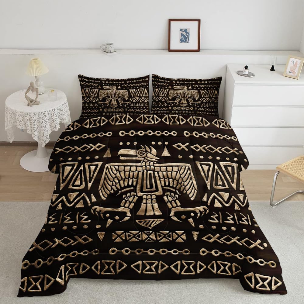 Aztec King Size Comforter Set Ancient Eagle Mexican