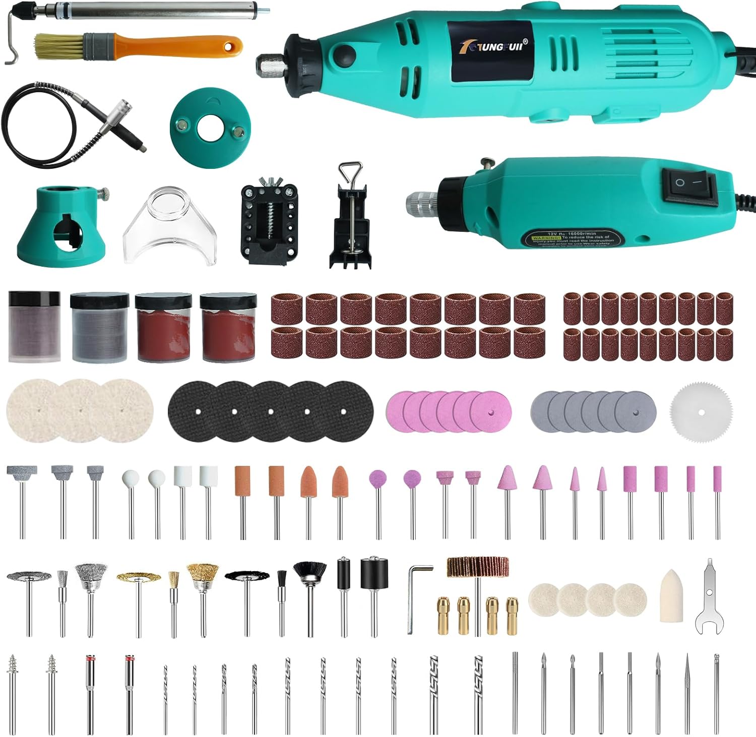 130W Electric Rotary Tool Set 350PCS Accessories, 6 Speed Die Grinder 8000-30000 RPM Mini Grinder for Wood Metal Glass Leather Carving Metal Polishing Engraving