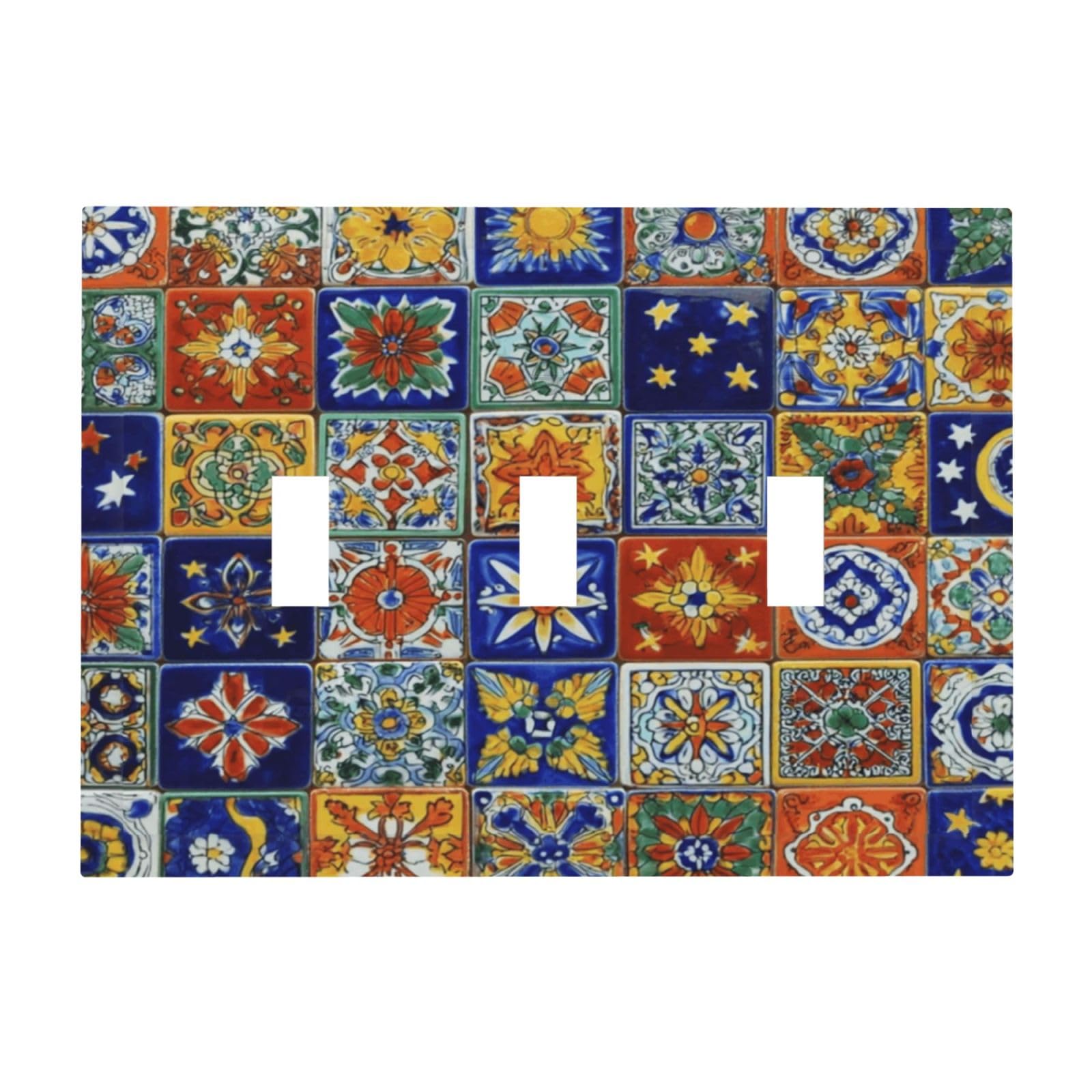 Plaque 3 interrupteurs mosaïque pour camoufler les imperfections murales