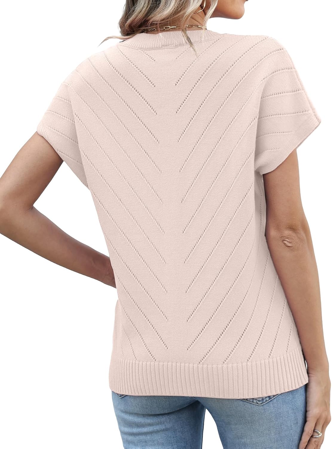 JomeDesign Short Sleeve Sweater for Women Crewneck Trendy Summer Tops 2026 Travel Business Casual Outfits - Image 3