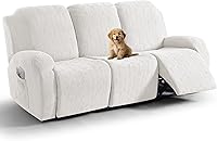 Vista 31 de Vansofy - Fundas elásticas para sofá reclinable, 8 piezas, funda suave de jacquard para sofá reclinable, protector de muebles con parte inferior