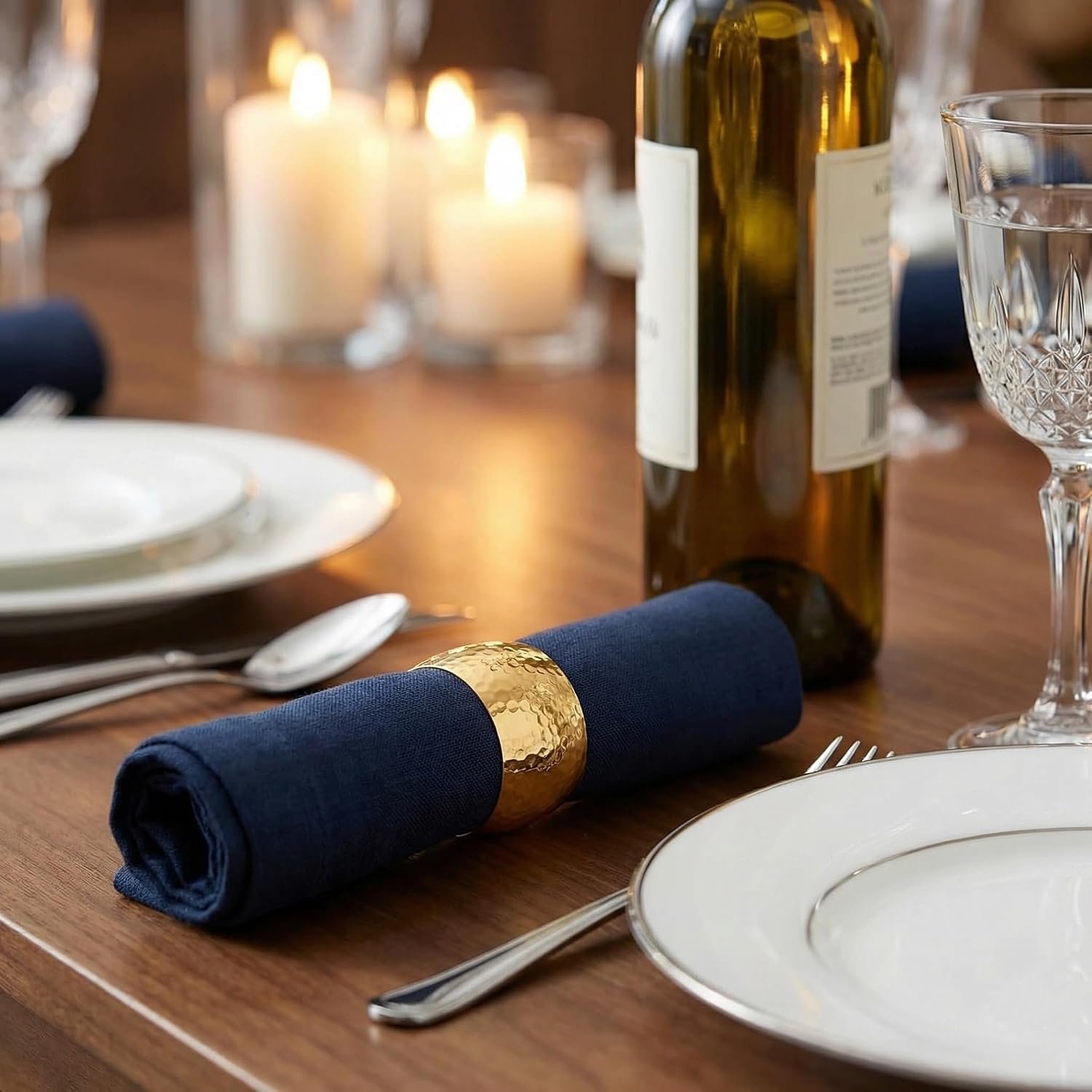3Pcs Gold Napkin Rings Elegant Hammered Golden Ring Holders Bulk for Dining Table Metal Napkins Holder for Events Dinner Parties Wedding Decor Tableware Accessories