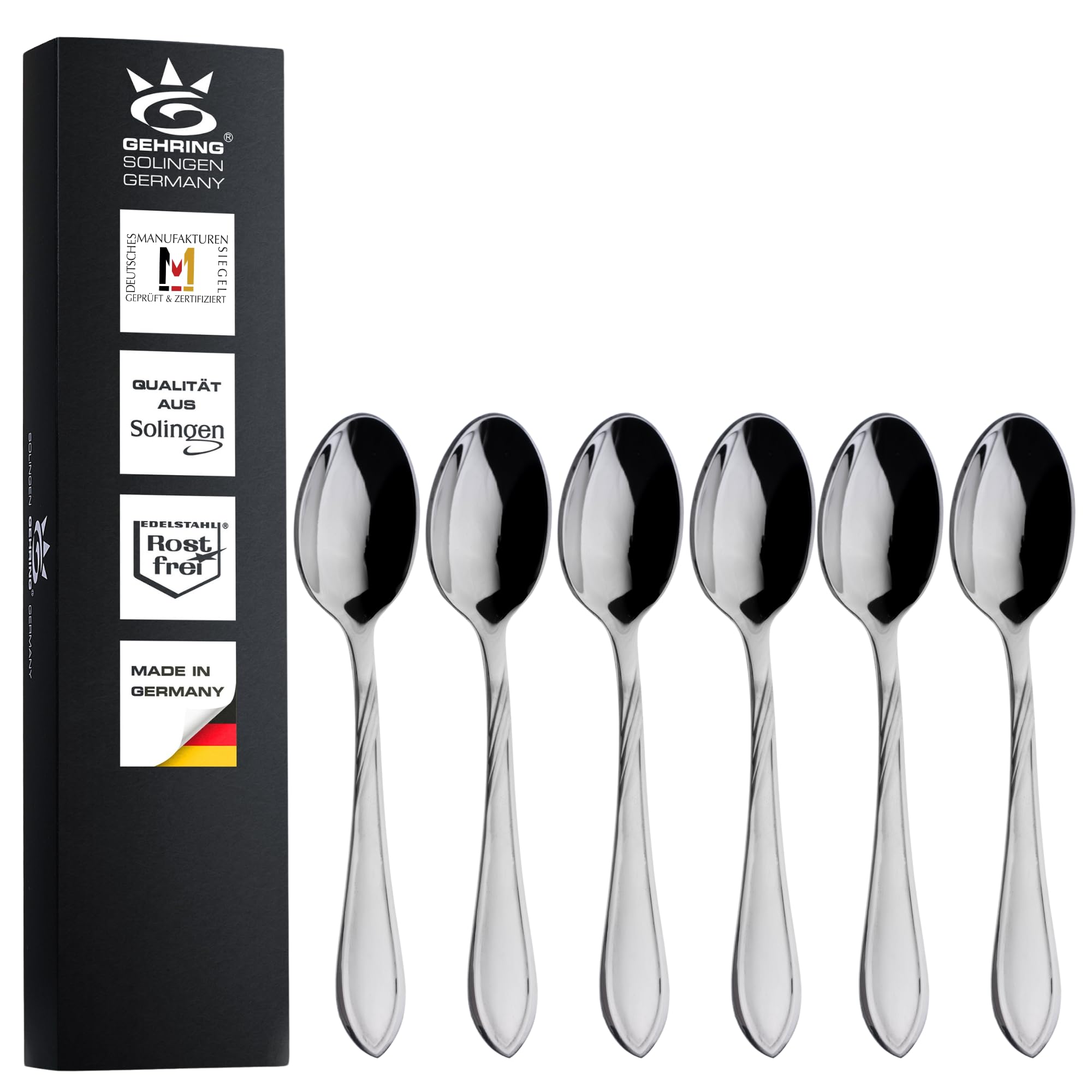 Couverts en acier inoxydable Gehring Solingen Lot de 6 cuillères à expresso Focus