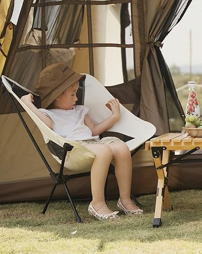 Miniatura 6 de VENS LUEE Silla de camping al aire libre Silla de luna Silla de playa de pesca de aluminio Silla de respaldo plegable portátil (blanco)