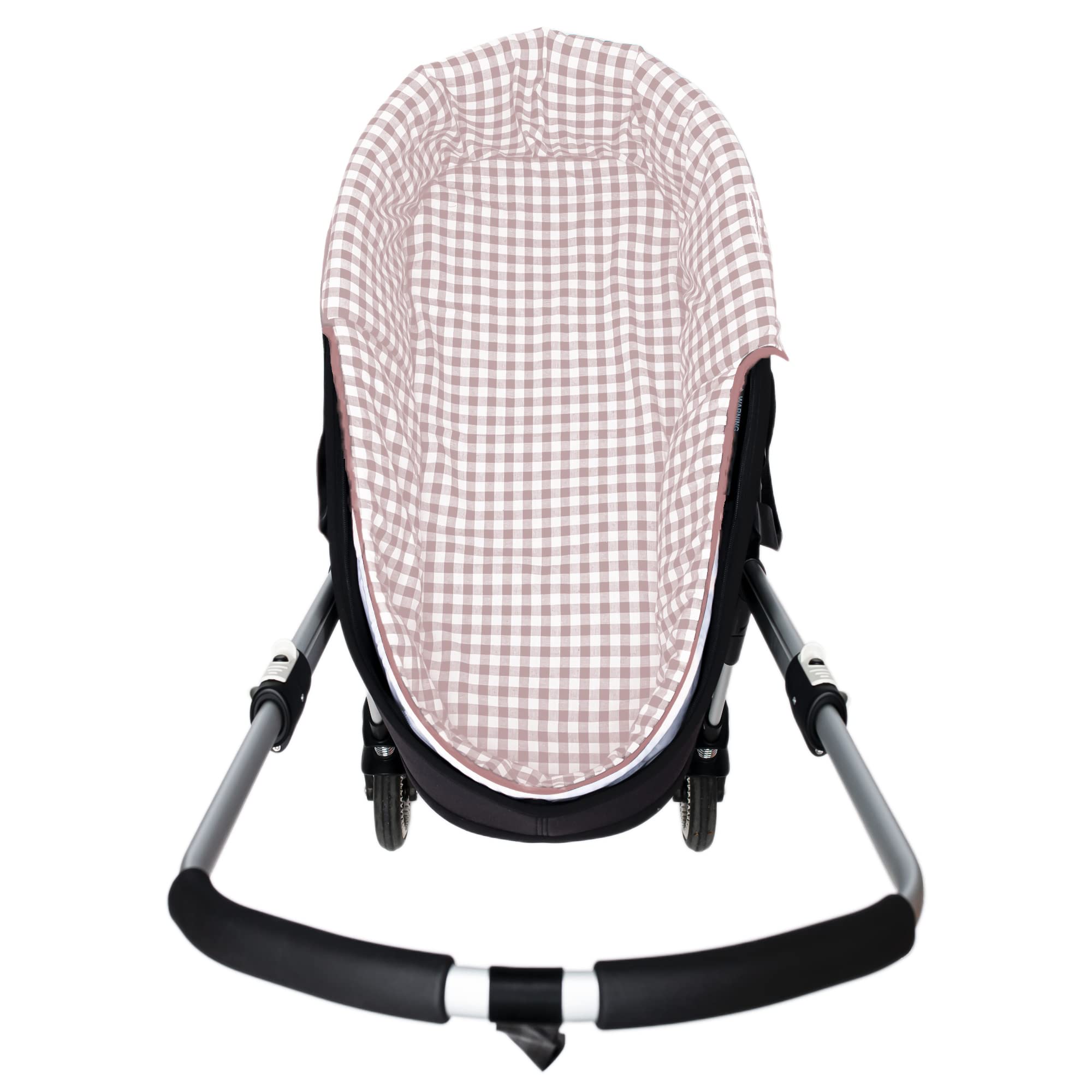 Nenel Gepolsterte Schutzhülle für Babyschale Bugaboo Bee + Spannbettlaken, Geruit (Gepuderte Rosa)