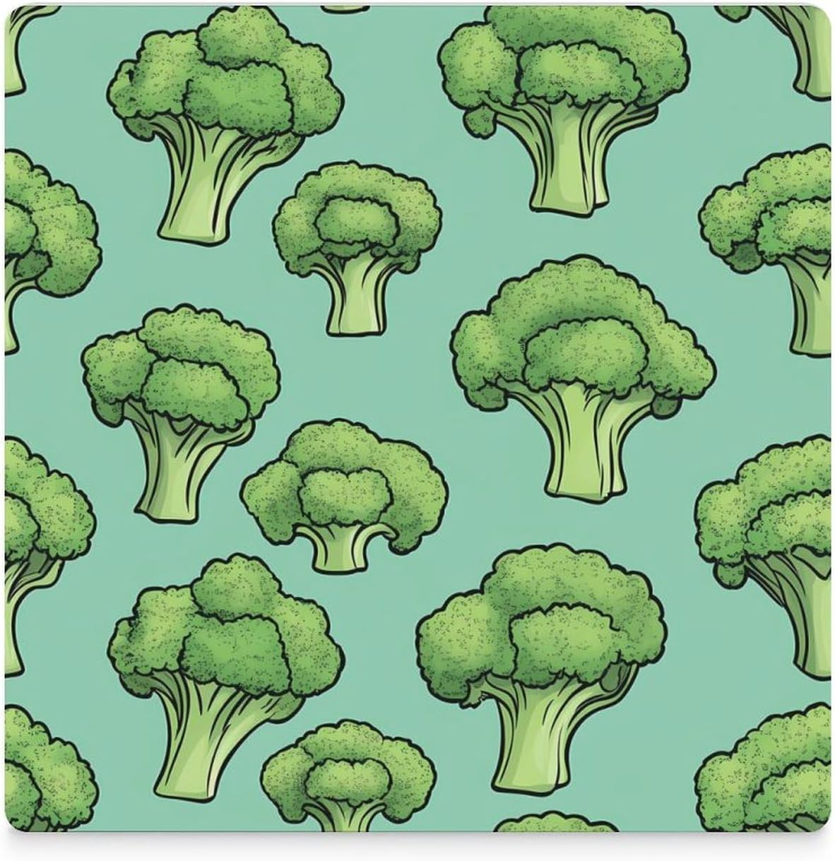 Broccoli Pattern Funny Ceramic Coasters for Drinks Absorbent Cup Holder Tabletop Protector with Cork Base
