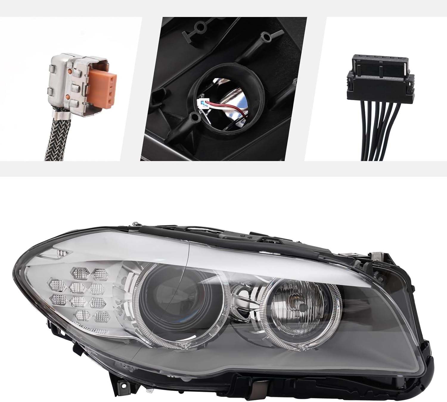 Front Headlight Assembly for 2011-2013 BMW 5-Series 528i xDrive/535i /550i NON-GT/Touring/M5/ActiveHybrid 5 Models,Headlight Headlamp Replacement 63117271908 63117203243 (Passenger Side)