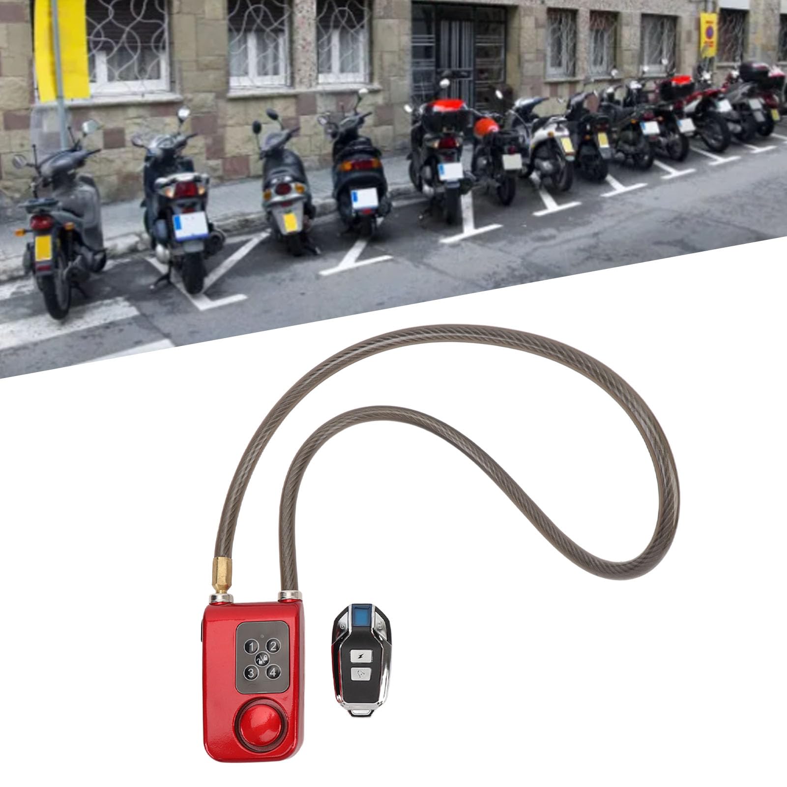 ANGGREK Dispositivo Antifurto per Biciclette e Motociclette con Blocco Allarme in Filo dacciaio Password a 4 Cifre e Telecomando