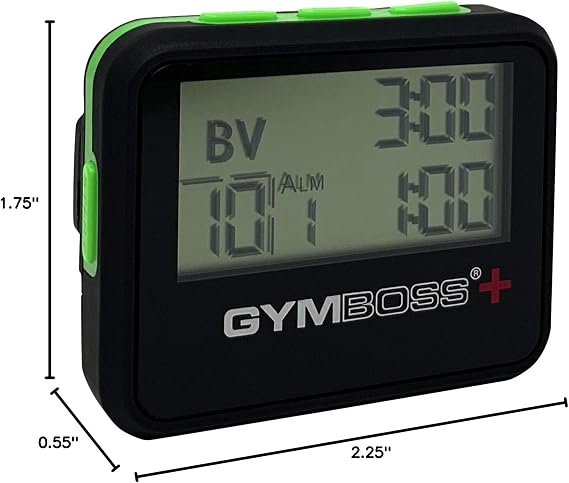 Gymboss Plus Interval Timer and Stopwatch - Black/Green Softcoat