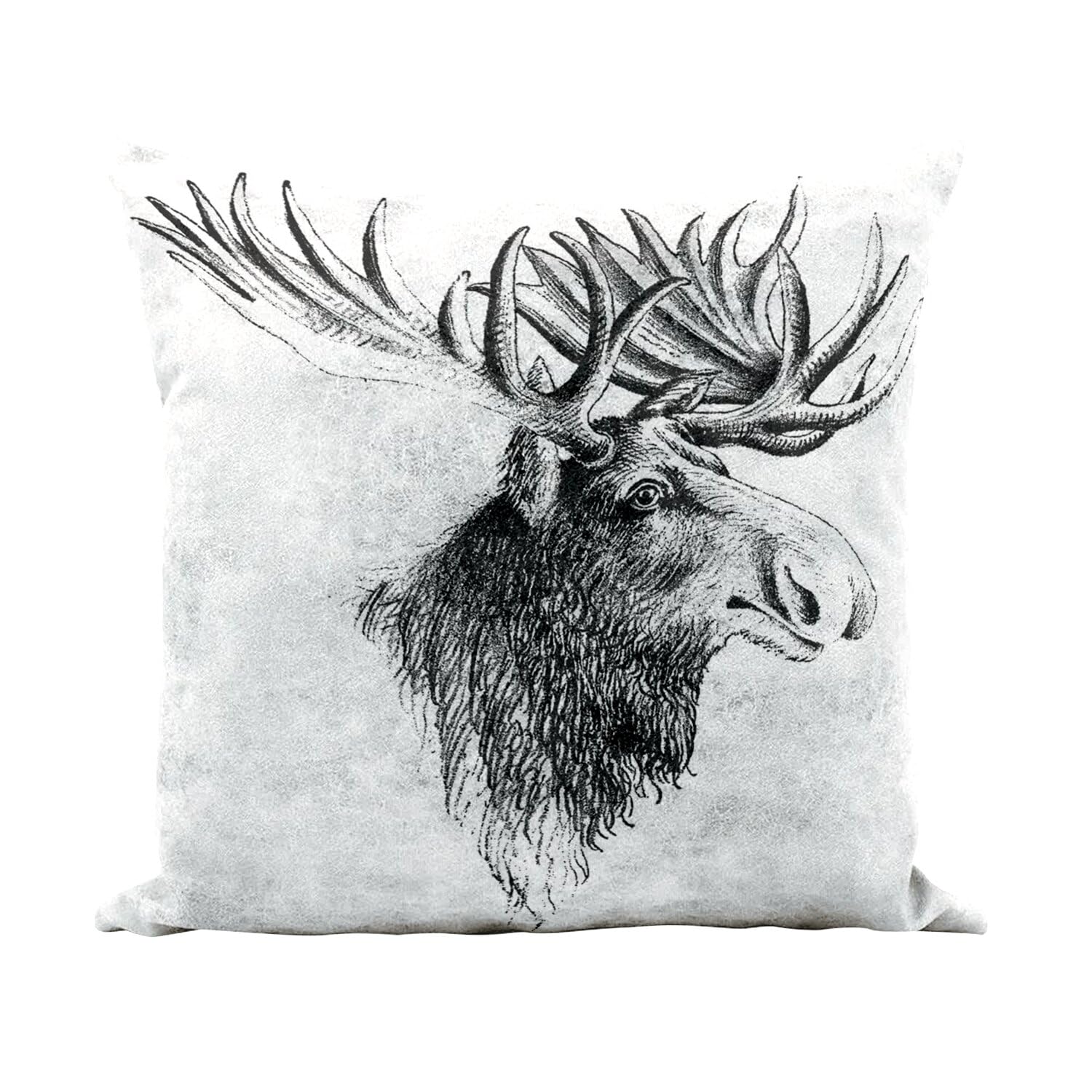Coussin motif élan blanc 40x40 pour créer un salon style chalet de montagne