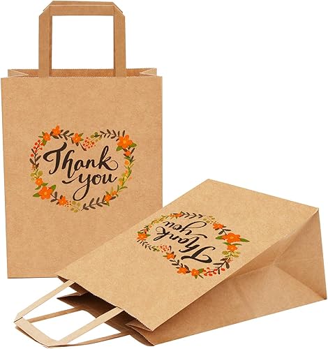 Miniatura 6 de 50 bolsas de regalo de agradecimiento a granel, 8 x 4.75 x10 pulgadas, bolsas pequeñas de regalo de papel de estraza con asas, bolsas para regalos