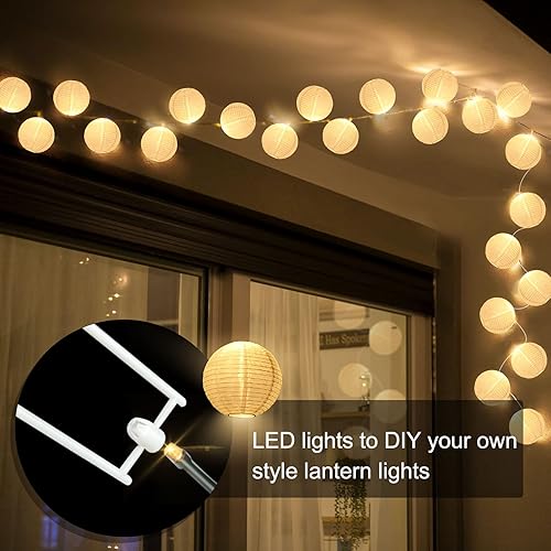 Miniatura 5 de 40 linternas de papel chinas blancas de 3 pulgadas, para bodas, fiestas, decoración japonesa, redondas, para bodas, árboles de Navidad, fiestas,