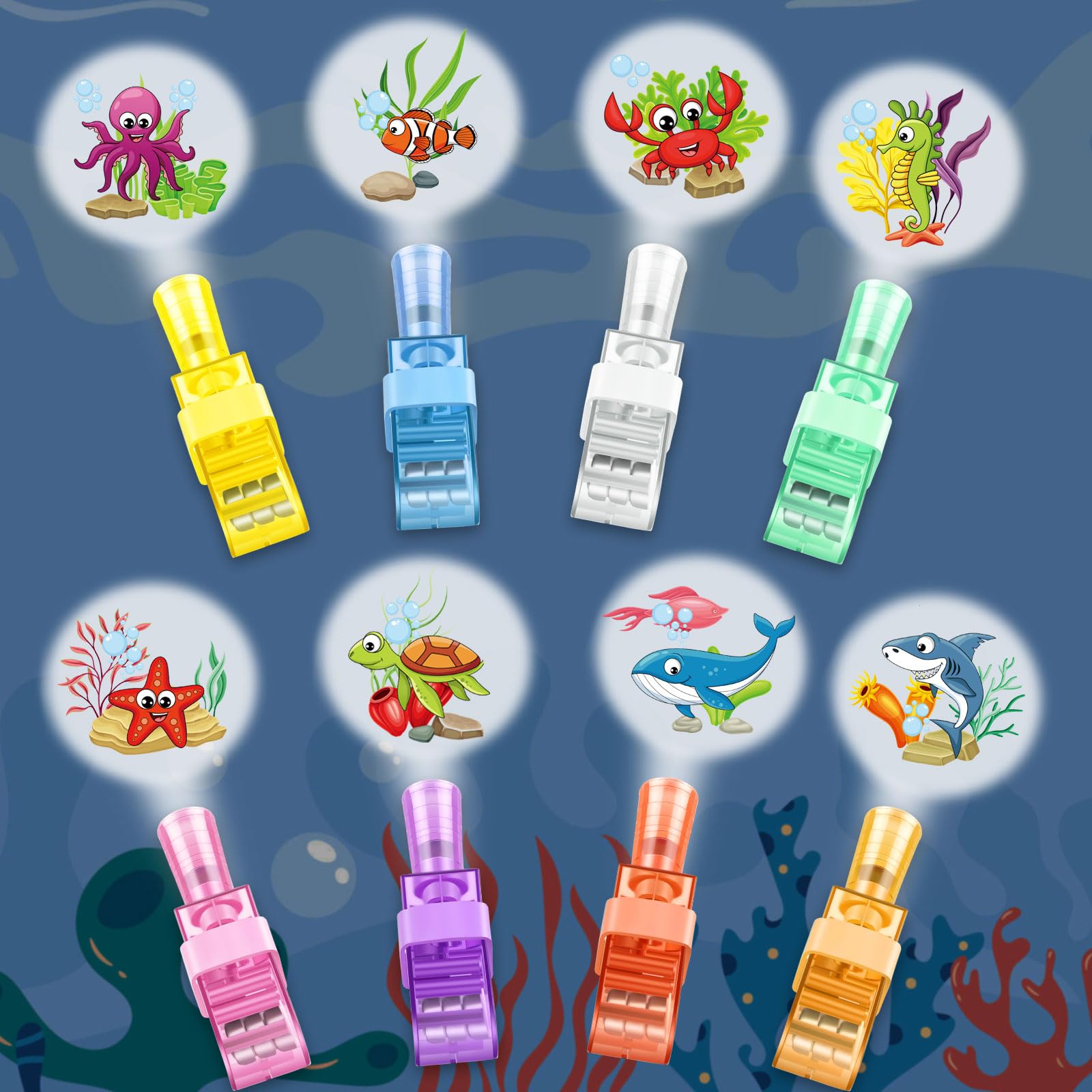 48 Pcs Finger Lights Under the Sea Party Favors Decorations Stuffers Summer Beach Party Favors for Ocean Party Supplies Classroom Prizes Gifts