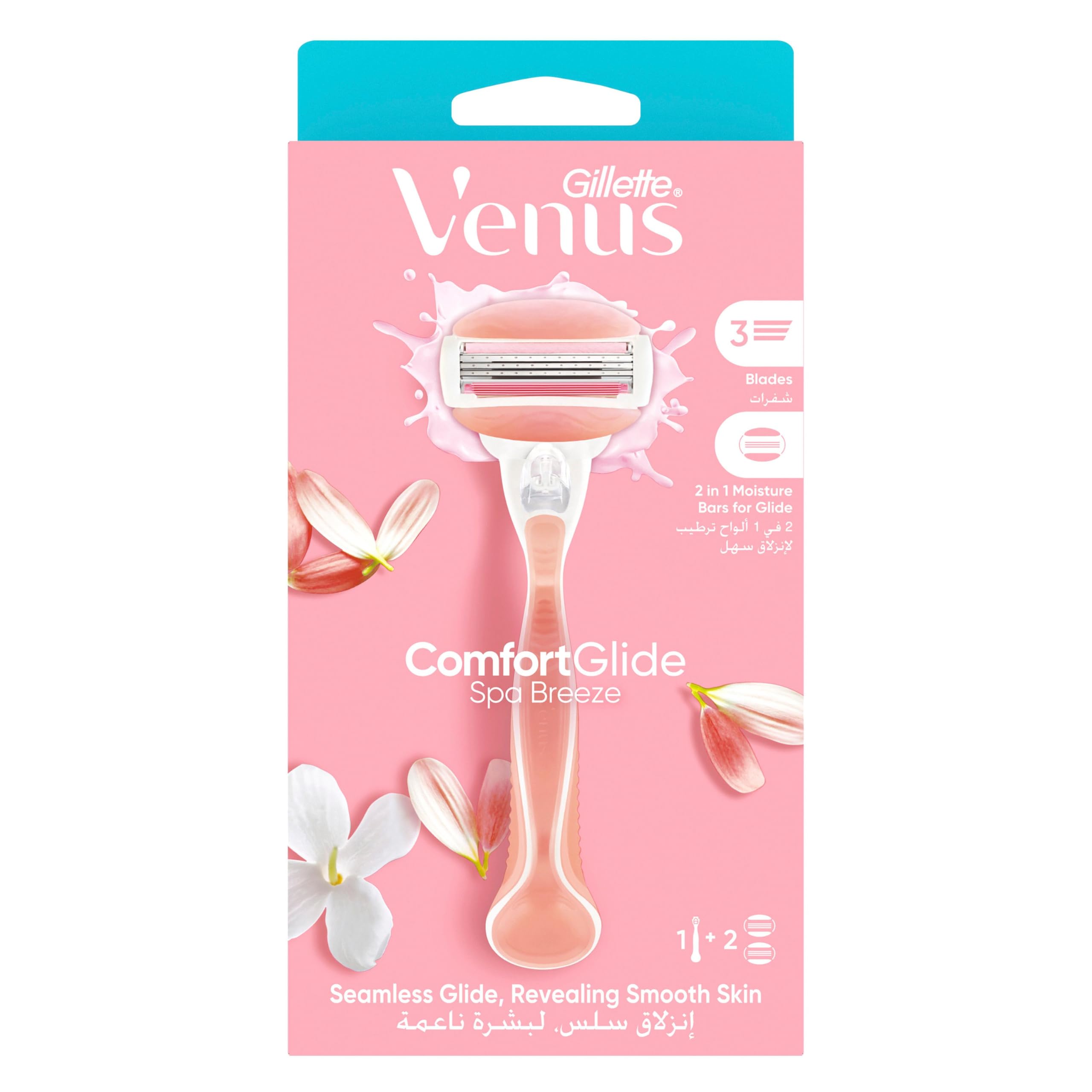 – Venus ComfortGlide SPA Breeze Woman's Refillable Razor: 1 Handle +2 Blade Refill