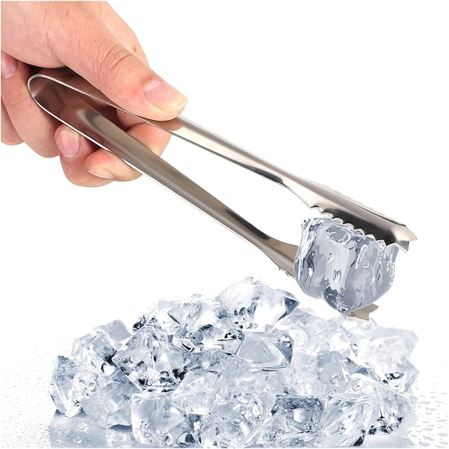 Ice Tongs-18CM 304 Stainless Steel Ice Tongs Sawtooth Serving Tong Food Cooking Tongs Appetizers Tongs for Cafes Bars and Restaurants (Color : B)