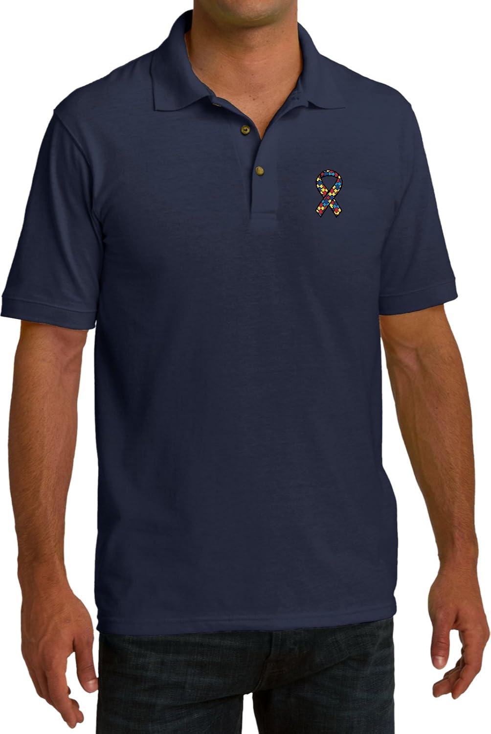 Buy Cool Shirts Autism Ribbon Pocket Print Mens Pique Polo