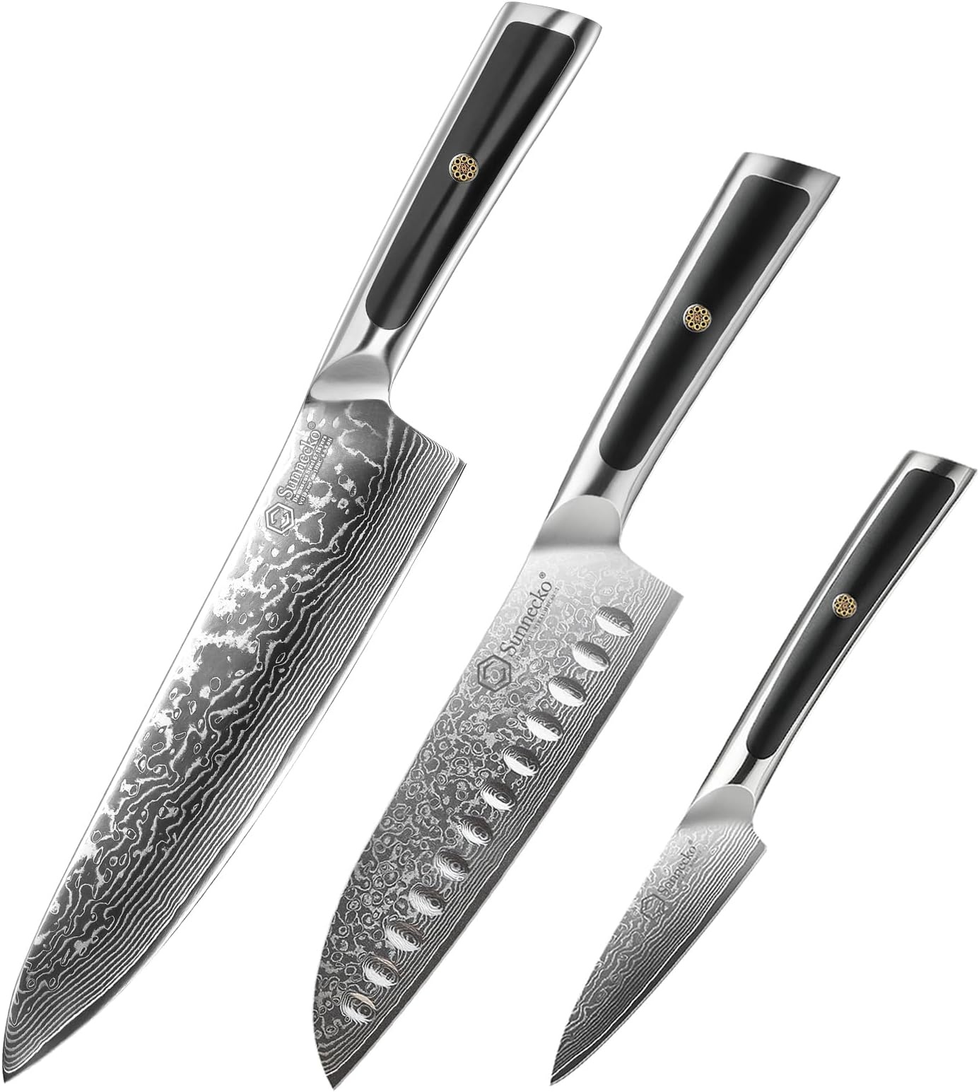 Chef Knife 8 Inch, Santoku Knife 7 Inch, Paring Knife 3.5 Inch 67-layers Damascus Steel