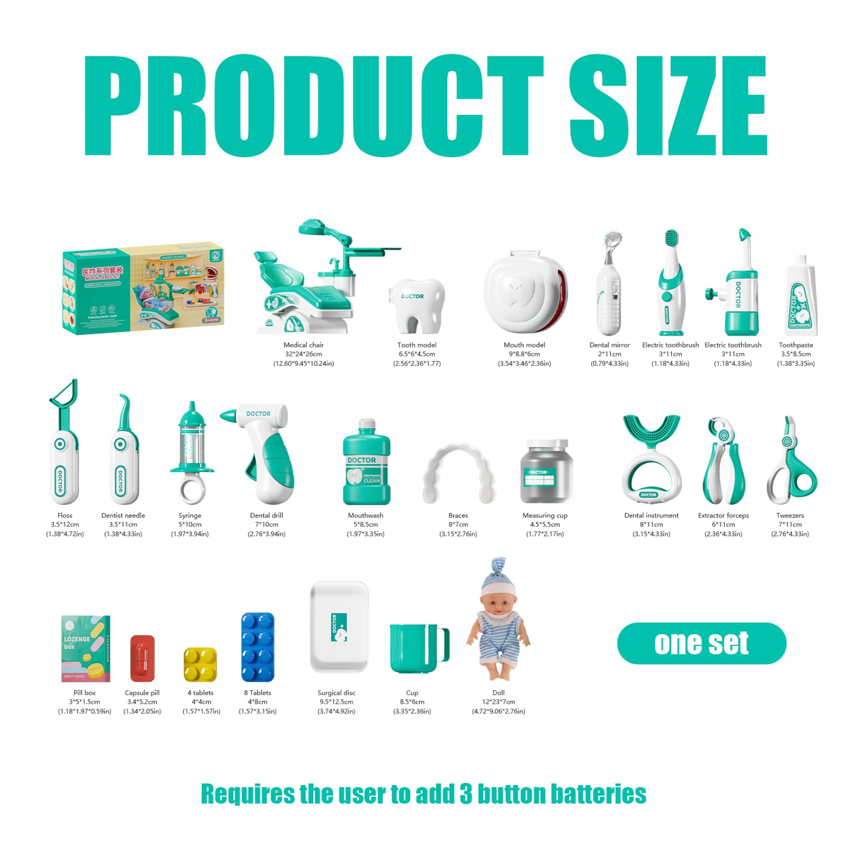 Juego de Dentista para niños, Juego Realista de médico para niños pequeños con muñeca, Juguete de Dentista Educativo temprano, Kit de plástico para Mayores de 3 años, Regalos, Estilo 1