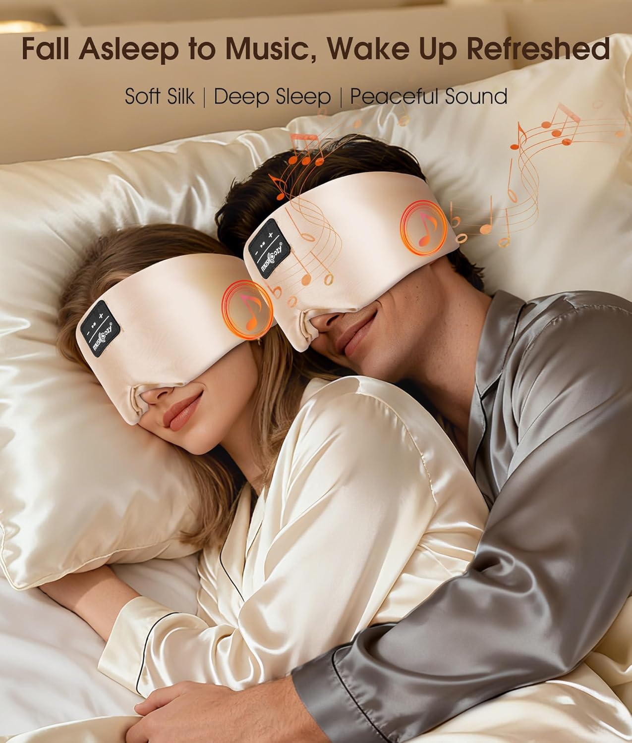 MUSICOZY 3D Silk Bluetooth Sleep Mask Headphones, Mulberry Silk Eye Mask with Ultra-Thin Wireless Speakers, Bluetooth 5.4 Sleeping Headphones for Side Sleepers, Music Sleep Mask Gifts for Men Women - Image 2