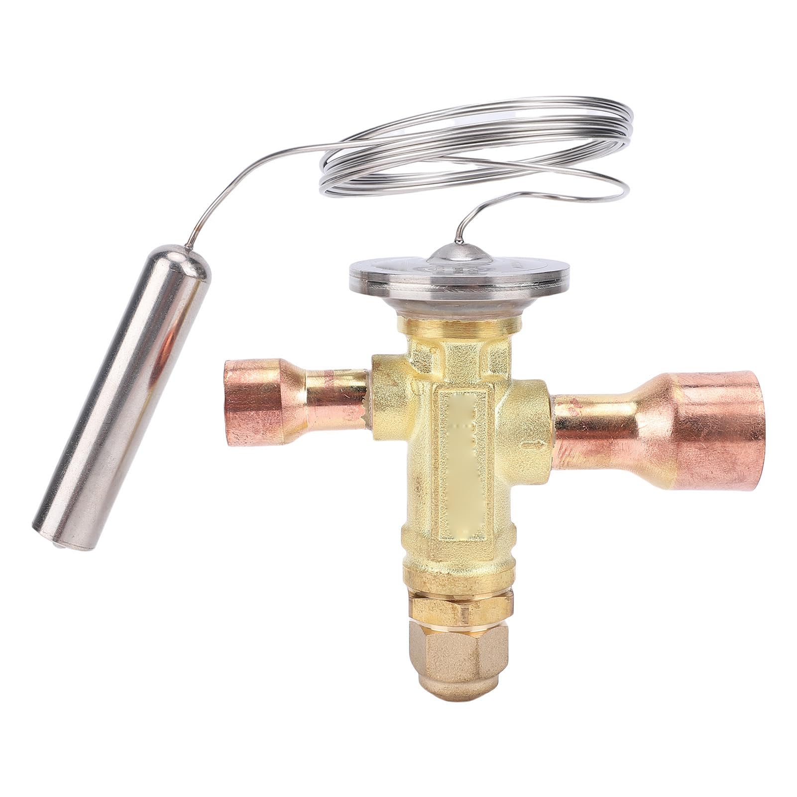 Sicherheitsregelventil mit Thermoelement, 27kW 7.5TR TEV Expansionsventil Klimaanlage, 5/8 Zoll Einlass 7/8 Zoll Auslass, 1,5m Kapillarrohr, Kompatibel mit R22 R407C R404