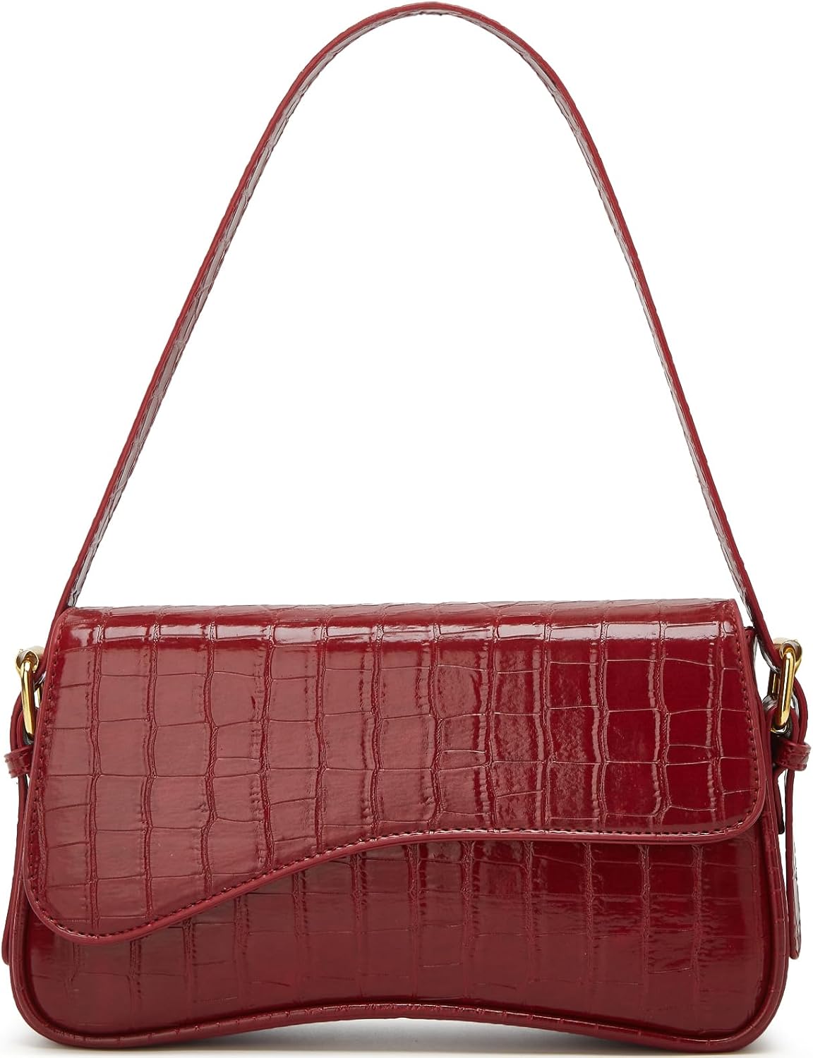 Amszke Shoulder Bag for Women Y2K Crossbody Purse PU Leather Underarm Handbag 2 Adjustable Strap for Daily Commute Travel